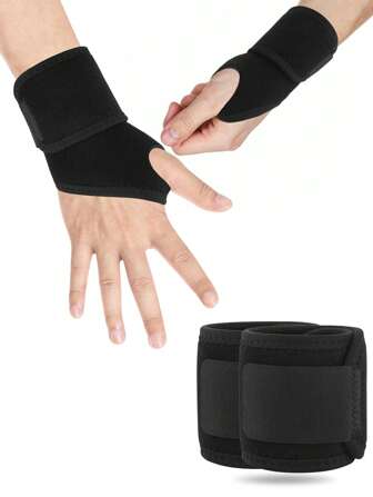 Karpaltunnelstöd för handled, handledsstöd för natt för fitness, tyngdlyftning, bärs överallt och justerbar, för kvinnor och män - höger och vänster händer (2 st - svart) gymtillbehör