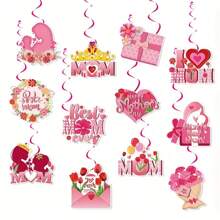 Mother Day Party Decorations, 34Pcs Mother's Day Decorations For Office Include Happy Mother Day Banner And Mother's Day Decorations Hanging Swirls, NO-DIY Glitter Happy Mother's Day Decorations Outside