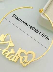 Personalized Heart-Shaped Name Earrings, Party & Punk Style, Suitable For Mom, Girlfriend, Thanksgiving, Christmas Or Any Occasion Gifts - Stainless Steel Material - Multicolor - View 4