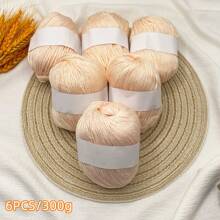 Set de 6 piezas de hilo de seda de lujo - Paquete de 6 piezas/300g de hilo tejido suave, adecuado para suéteres, bufandas, sombreros, mantas para bebés, etc., disponible en múltiples colores - Fibras de alta calidad, adecuado para tejer y ganchillo.