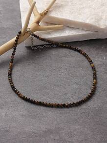 1 件优雅天然石串珠项链，适合女性日常、派对、度假穿着 - 天然石颜色、尺寸和形状略有变化属于正常现象