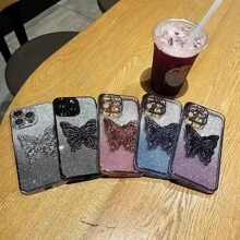 时尚电镀防震 3D 蝴蝶手机壳带折叠支架，适用于 6/7/8/X/XS/XR/11/12/13/14/15/16e、Galaxy S21/S22/S23/S24/S25、A04/05/06/A14/A15/A16/A24/A25/A34、Redmi Note 7/8/9/10/11/12/13、Redmi 9/10/12/13C、OPPO、MOTO、Honor X、HW、Realme C53 C55、Reno 7 防水防摔防刮 - 藍色 - 查看 5