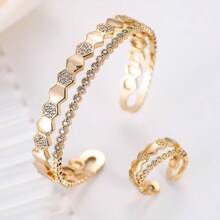 1 pulseira aberta de zircônia cúbica incrustada, elegante e versátil