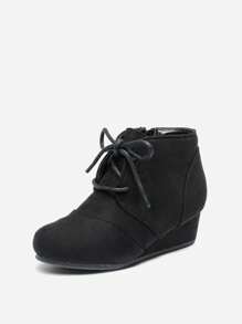 Omson Women's Casual Fashion Outdoor Lace Up Low Wedge Heel Booties Shoes