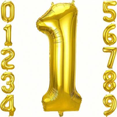 32inch Gold Color Number Balloons, Big Huge Number Foil Helium Balloons Birthday Party Celebration Decoration Large Globos,