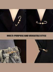 1pc Golden Quilting Pins - Vintage Style Brooch Pin Set, Adjustable Waist Safety Pins For Dresses And Jeans Clothing Decoration - Metal - For Fashion Enthusiasts & Diy Crafters - Perfect Gift For Sewing Lovers