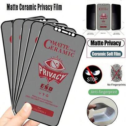 kamyuurs 5 片磨砂隐私软屏幕保护膜，无气泡，易于粘贴，防指纹，兼容 17Pro Max/17Pro/17Air/17/16 Pro Max/16 Pro/16/15 Pro Max/15 Pro/13 Pro Max/16/15/14/13/12/11 磨砂防偷窥屏幕保护膜软膜，非玻璃