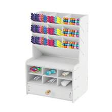 Multifunctional Desk Organizer With Drawer – Office, School & Home Supplies Storage - Apricot - View 2
