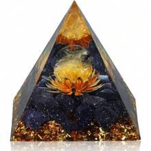 Pyramide pour énergie positive, cristaux de guérison en citrine et pierre de sable bleue orgonite pour réduire le stress, équilibrer les chakras, la guérison Reiki et la méditation. Attire la chance et le succès. Pyramide de cristaux de guérison, générateur d'énergie en cristal d'améthyste pour le yoga, Reiki et la méditation. Pyramide de météorite violette, pyramide de lotus en œil de tigre, pyramide de lotus doré en pierre de sable bleue