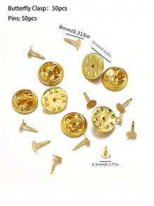 DIY Brooch Base Pins Nail Tie Tack Lapel Pin Back Clutch Scatter Metal Butterfly Clasp Squeeze Round Pinch Clip Jewelry Tools - Multicolor - View 2