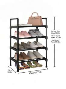 1pc Simple Shoe Rack Strong Load-Bearing Indoor Portable Large-Capacity Multi-Layer Footprint Small Household Shoe Storage Rack - Black - View 4