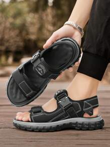 New Summer Men Shoes Sandals, Comfortable Breathable Sports Shoes Beach Shoes, Indoor/Outdoor Double Use Anti-Slip Soft Bottom Slippers - Black - View 3