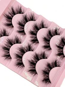 5 Pairs 9D Thick Natural Curly Lashes, Dense & Dramatic Faux Mink Lashes Look, Natural Style Reusable Curling Lengthening Lashes For Makeup