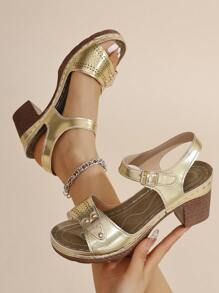 New Fashion Casual Hollow-Out Breathable Women French Style High Heel Sandals, Summer