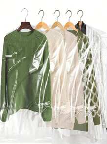 10pcs Garment Dust Covers, Clear Plastic Dry Cleaning Hanging Garment Bags, Reusable Clothes Dust-Proof Covers For Home Use - Transparent - View 1