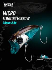 Kingdom Micro Minnow 顶水钓鱼饵 2.4 克 35 毫米 Z-Action 硬饵高品质浮动波帕单钩用于鲈鱼梭子鱼 - 彩色 - 查看 2