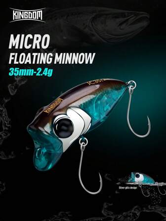  Kingdom Micro Minnow 顶水钓鱼饵 2.4 克 35 毫米 Z-Action 硬饵高品质浮动波帕单钩用于鲈鱼梭子鱼