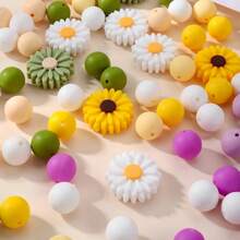 32/96 件活力四射的硅胶迷你向日葵焦点珠，适合制作手链和项链、串珠笔装饰、家居装饰 DIY 配件 - 彩色 - 查看 5