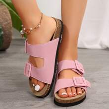 Women's Adjustable Cork Footbed Sandals - Open-Toe Style For Casual Occasions - 粉色 - 查看 7