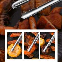 1 cái/2 cái Kẹp gắp thức ăn bằng thép không gỉ đa năng, Kẹp gắp thức ăn dễ thương, Kẹp gắp trái cây và salad, Kẹp gắp đồ ăn nhẹ và tráng miệng, Dụng cụ nấu ăn nhà bếp, Kẹp gắp BBQ để nướng, Phụ kiện cắm trại và nhà bếp - Bạc - Xem 6