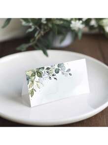 20/50/100 Stück elegante Olivenblattplätzchen für Hochzeiten, aquarellgrüne Blätter faltbare Tischnummern, geeignet für Hochzeiten, Partys, Taufen, Feiern, Abendessen, wo Namensschilder beschriftet werden können