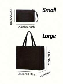 "NEW YORK" Lettering Printing Tote Bag And A Printed Small Bag,Personalized Gift Package,Linen Black Tote Bag With Black Buckle, Black Handbag, Shoulder Bag, Commuting Bag,Combination Of Small And Large Bags, Suitable For Weddings, Birthdays, Beaches, Holidays, Making It The Perfect Gift For Women, Mothers, Teachers, Friends, Bridesmaids, Big Bags, Students, And Returning To School,Christmas, Thanksgiving, And New Year Gifts