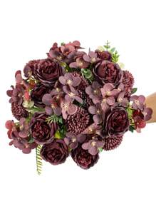 1PC/3PCS Artificial Peony Silk Hydrangea Bouquet, Bride Holding Flower Material, Home, Dining Room, Vase Decoration, Wedding Decoration, Background Wall Decoration, Flower Wedding Car With DIY Wreath Material, Door Lintel, Flower Material, Valentine's Day Gift, Autumn Decoration Gifts Birthday Graduation