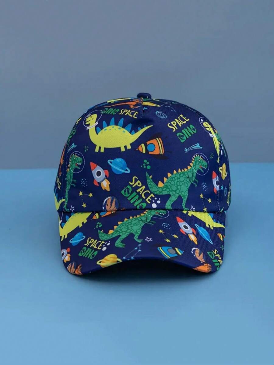 1 件装男童恐龙印花棒球帽 - 轻便、防紫外线、可调节帽子、四季皆宜