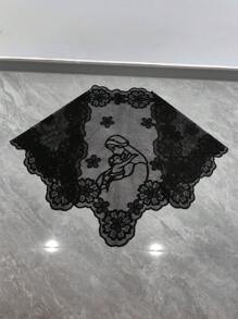 1 pezzo di pizzo nero di dimensioni 128cm*65cm, accessorio per abbigliamento, decorazione per cappelli, paralumi, tovaglie, vestiti, gonne