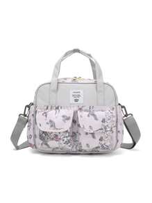 多功能孕妇斜挎手提包、时尚尿布包、分娩医院包 - 灰色 - 查看 4