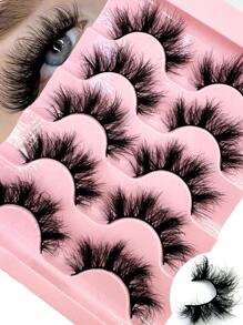 5 Pairs 9D Thick Natural Curly Lashes, Dense & Dramatic Faux Mink Lashes Look, Natural Style Reusable Curling Lengthening Lashes For Makeup