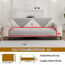 1pc Corn Velvet Solid Color Sofa Cushion, Style Pet Friendly Anti-Dirty Anti-Slip Sofa Cover, Autumn/Winter Anti-Scratch Sofa Protector Suitable For L-Shaped Combination Sofa And 1/2/3/4 Seat Sofa - Light Grey - View 13