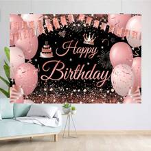 1st roze Happy Birthday Banner Achtergrond, roze verjaardagsdecoraties voor vrouwen