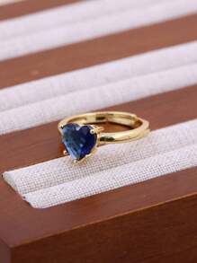 1枚DIY新款心形经典简约戒指，铜质微镶锆石镀18K金女士情侣女孩心形日常戒指