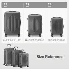 3 Piece Travel Suitcase With Corner Protectors, 20/24/28 Inch, Durable Hard Shell, 360 Degree Spinner Wheels, Multifunctional, Large Capacity, Lightweight, Fashionable Multicolor - 24inch Dark Gray - View 2