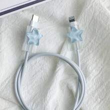 Set de 2 cables de datos de protección con estrella, que incluye dispositivo para enrollar el cable, clip protector de cable de carga y mordedor de cable, protector de cargador