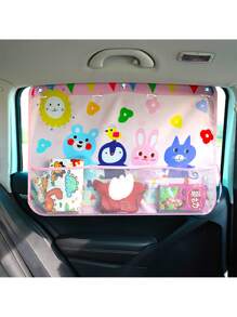 Parasol magnético de doble capa para ventanas laterales del coche, disponible en versión de oscurecimiento total y parcial, cortina para ventana del coche con bolsillos de almacenamiento y ventosas, cortinas de coche con diseños lindos para protección contra el calor/UV, parasol de coche de doble capa para ventanas laterales - Rosa - Ver 9