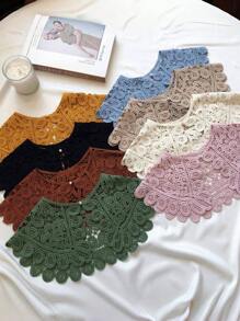 1pc Women's Solid Color Hollow Out Lace Knit Cardigan, Elegant Style Decorative Sunscreen Shawl Collar Bolero Suitable For Vacation, Outdoor, Party, Spring/Summer/Autumn For Dress For Christmas Decor