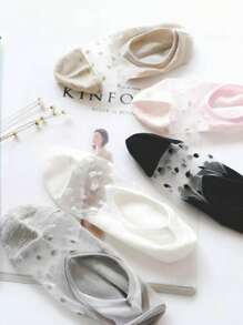 1/3/4/5 أزواج جوارب شفافة بنقشة نقاط للنساء للربيع/الصيف، جلدية، قابلة للتنفس، مقاومة للروائح، مريحة وماصة للرطوبة، بأسلوب فاخر، مناسبة للسفر والعطلات والأعياد وعيد الحب وكهدية لزوجة أم ابنة، للارتداء اليومي - متعدد الألوان - مشاهدة 4