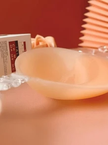 粘胶文胸粉色粘胶隐形无肩带硅胶聚拢文胸适合露背穿着 - 杏色 - 查看 5