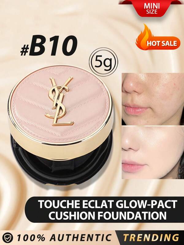 Yves Saint Laurent YVES SAINT LAURENT[Mini]TOUCHE ECLAT GLOW-PACT CUSHION #B10 5g Cream-Foundation, High-Coverage, Long-Lasting. Cream Foundation - High Coverage - Long Lasting