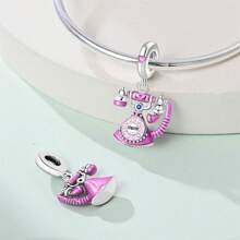 1 Piece Silver Plated Time Travel Camera Vintage Pocket Watch Telephone Time Gate Sweet Pink Robot Small Rocket Bead Pendant Suitable For DIY Jewelry Making Original Bracelet Necklace Beads Women's Jewelry Birthday Gift Valentine's Day Memorial Gift