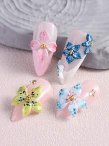1件百合花美甲雕刻模具，浮雕芙蓉花瓣图案设计模板，DIY美甲印花工具，美甲用品，美甲工具，美甲工具，返校季，美甲，美甲工具（适用于美甲贴纸） - 無色 - 查看 10
