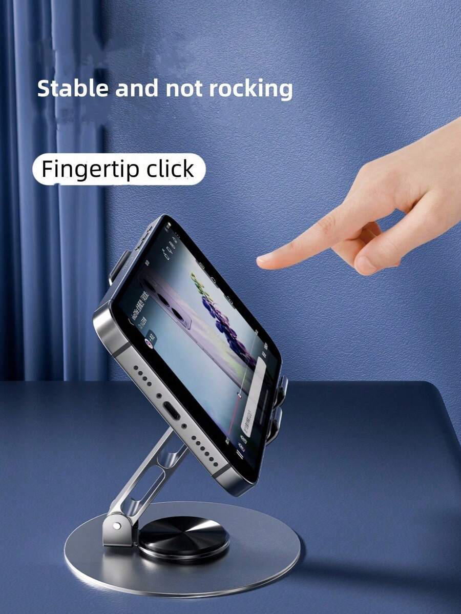 1pc Metal Rotatable & Foldable Phone/Tablet Stand, Suitable For Desktop, Live Streaming, And Video Watching