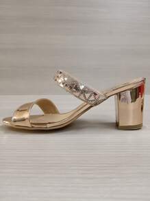 Sandalia de tacon para mujer, zapatilla elegante y casual para lo evento formales e informales los puedes utilizar en la oficina, en comidas, Bodas, Bautizos, XV y mas, no te quedes sin los tuyos - Oro rosa - Ver 3