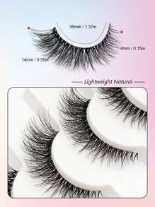 Asiteo 7 Pairs Clear Band Wispy Natural Lashes - Reusable, And Lightweight For A Dramatic Eye Makeup Look - Perfect For Everyday Wear False Eyelashes Strip Lashes, Lashes, Eyelashes, Fake Lashes - Black - View 5