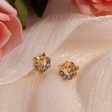 1 对几何优雅蝴蝶耳钉女士珠宝 - 金色 - 查看 3