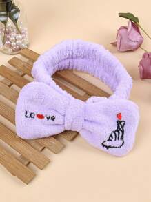 1 件女士心形刺绣蓬松蝴蝶结头带，柔软甜美可爱发饰，日常洗脸发带 - 彩色 - 查看 17