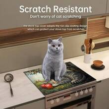 1pc Rooster Station Skateboard Pattern Rubber Stove Protection Pad, 28.3 X 20.5 Inches, Anti Slip, Heat-Resistant Synthetic Cover Electric Glass Stove, Scratch Resistant, Multifunctional Flat Top Oven, Washing Machine, Mouse Pad, Kitchen Decoration