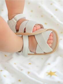 Boy's And Girl's Infant Sandals, Newborn Anti Slip Soft Rubber Sole Shoes, Cross Style, Boy's And Girl's Infant Exposed Toe Outdoor Leisure, Summer First Walking Shoes